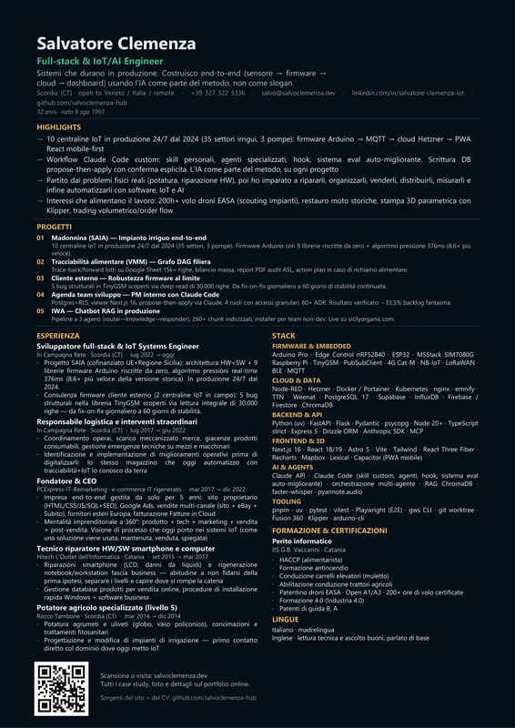 Anteprima del CV — Versione schermo